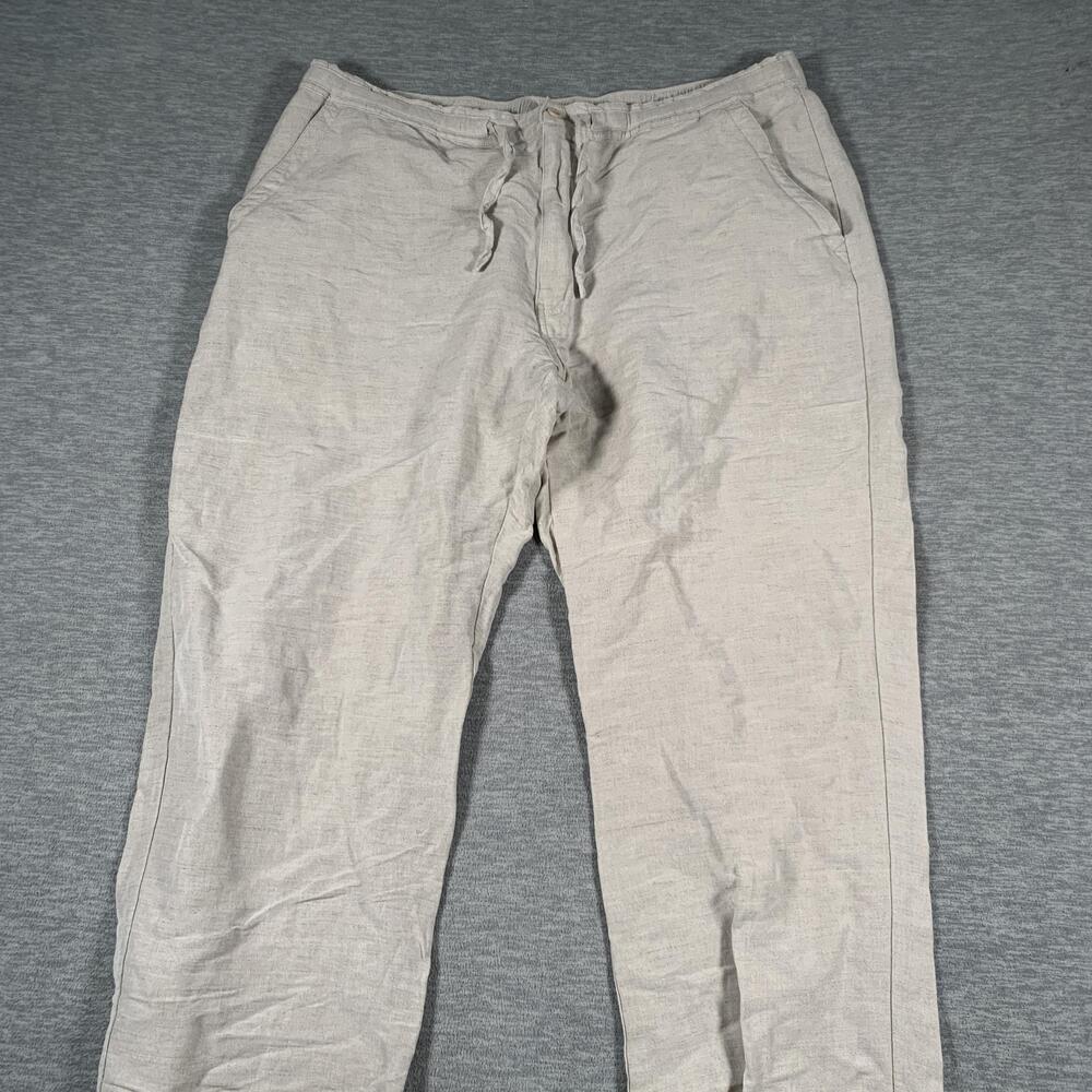 Cubavera Pants Mens XL Beige Linen Blend Jogger Drawstring Relaxed Fit Casual